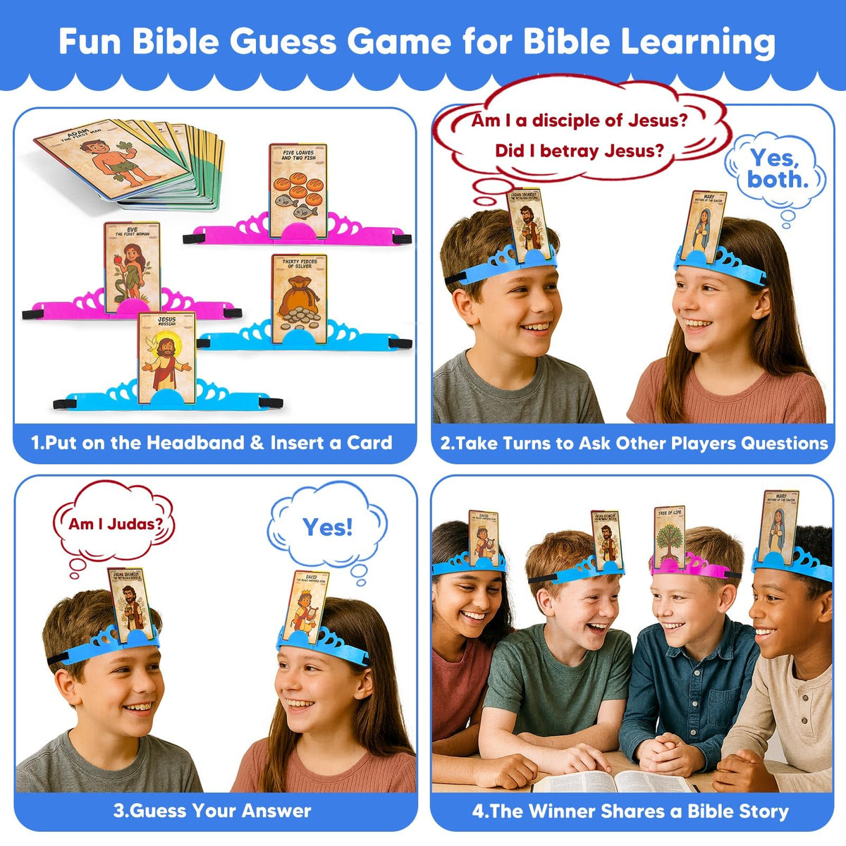 Garybank 66 Bible cards with colorful Bible characters and items