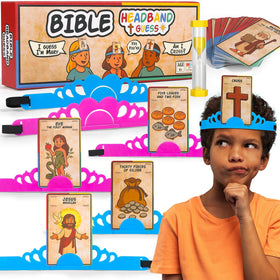 Garybank Bible Headbands game setup with cards and headbands for kids