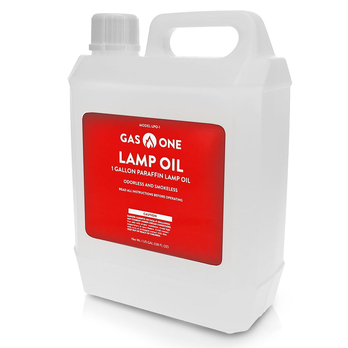 Gas One liquid paraffin lamp oil bottle clear for steady, clean burns in lamps.