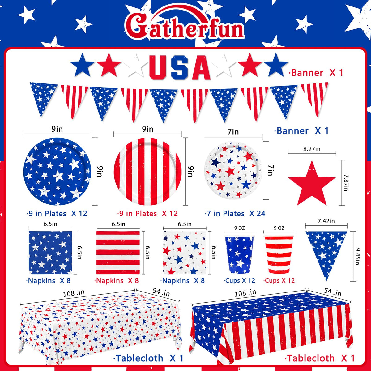 Gatherfun patriotic napkins with trio designs ideal for quick cleanup