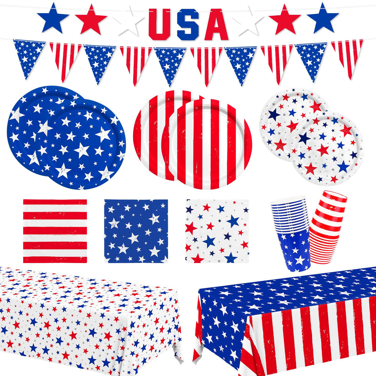 Gatherfun 4th of July plates with flag design for festive entertaining