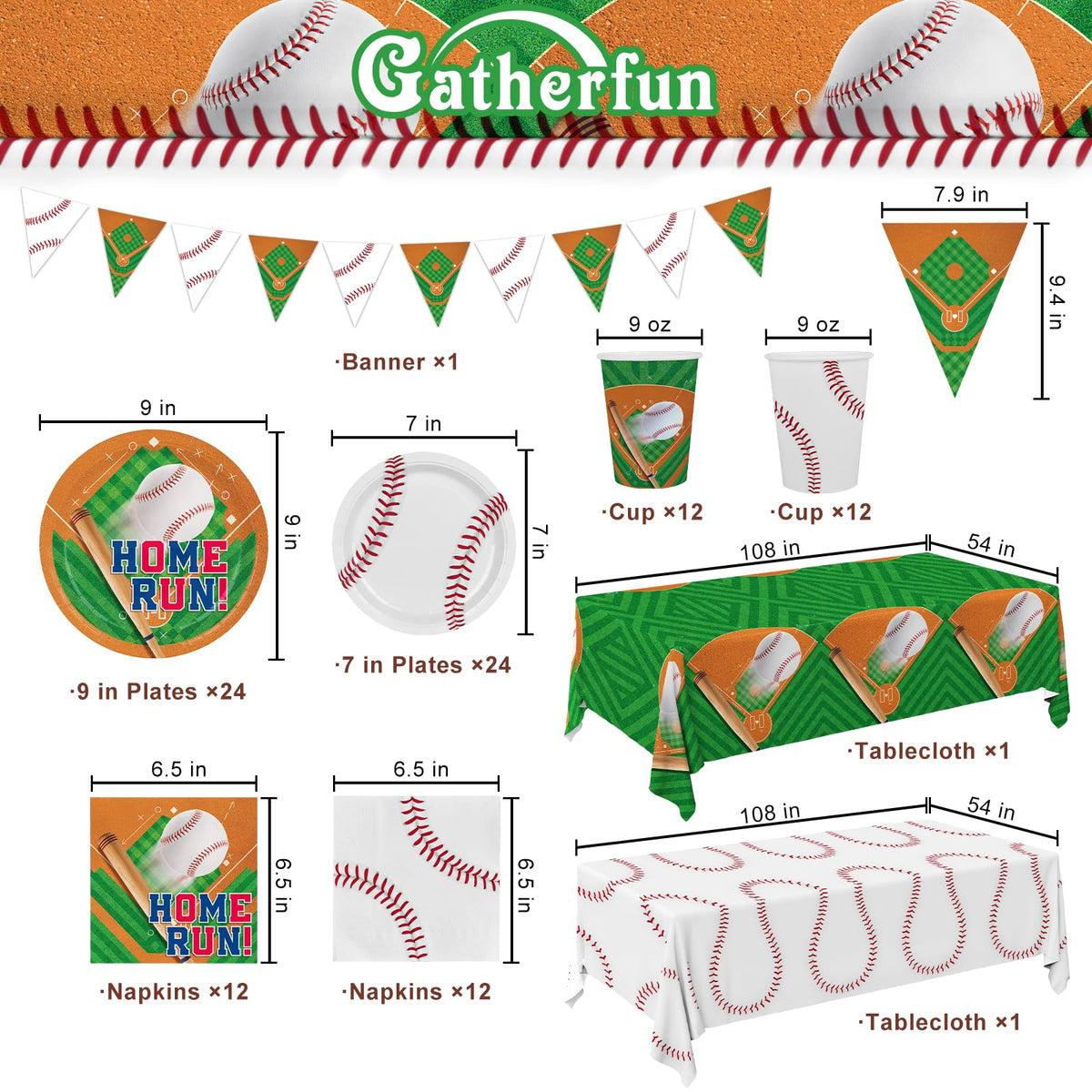 Gatherfun baseball dessert plates 7in ideal for treats and quick setup