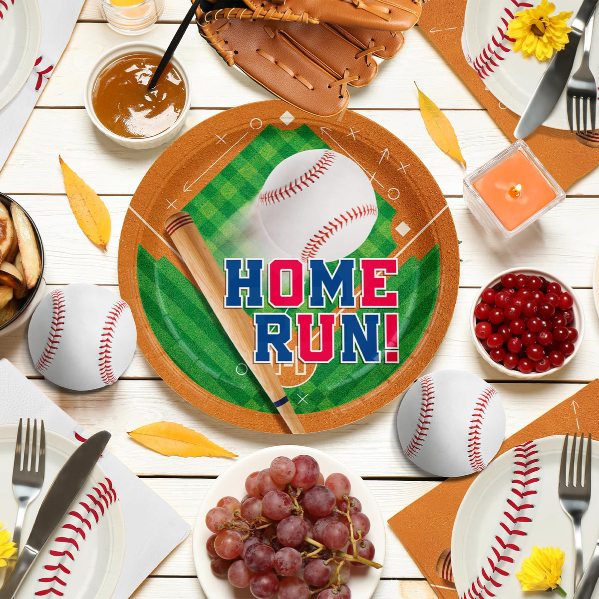 Gatherfun baseball napkins 6.5in absorbent and easy cleanup