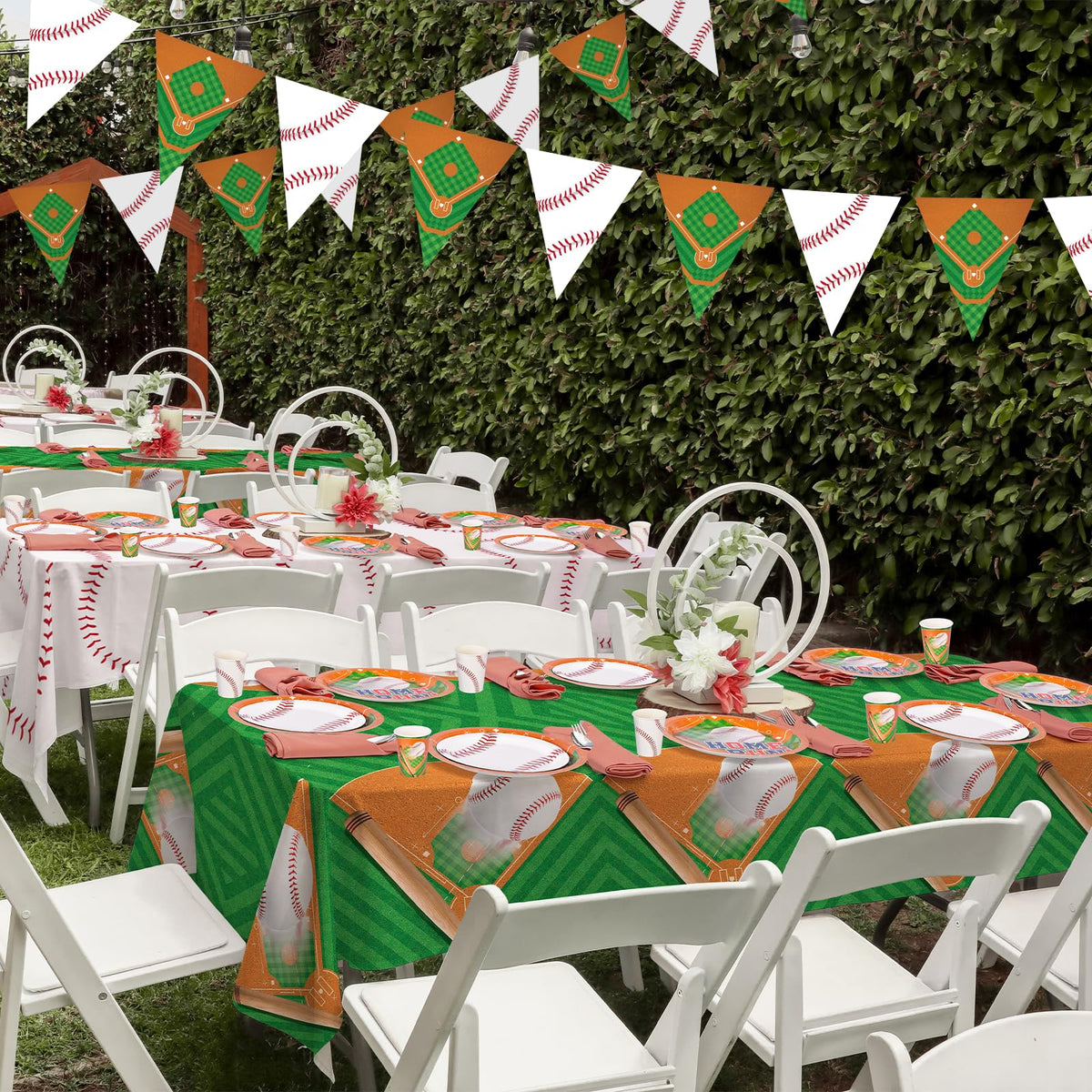 Gatherfun baseball tablecloth 54x108in protects surfaces with stadium style