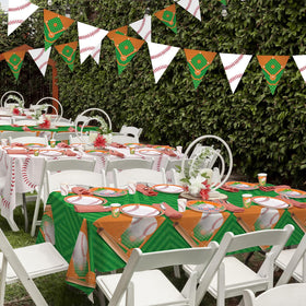 Gatherfun baseball tablecloth 54x108in protects surfaces with stadium style