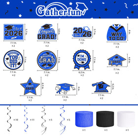 Gatherfun blue Congrats Grad balloons add festive color to celebrations.