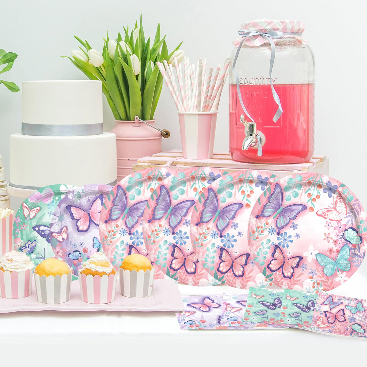Gatherfun butterfly birthday cups offer spill-resistant serving for kids' drinks
