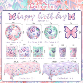 Gatherfun butterfly birthday dessert plates with dual designs for dessert presentation
