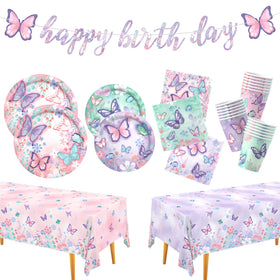 Gatherfun butterfly birthday dinner plates with garden motif for festive table setup