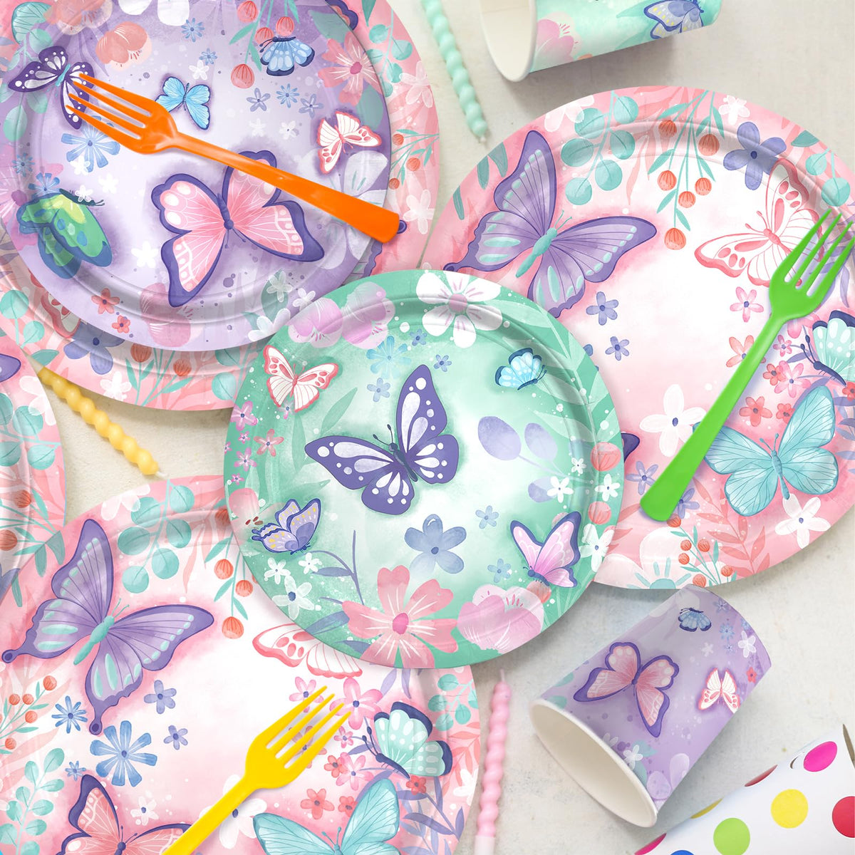 Gatherfun butterfly birthday napkins with three designs to keep little hands clean