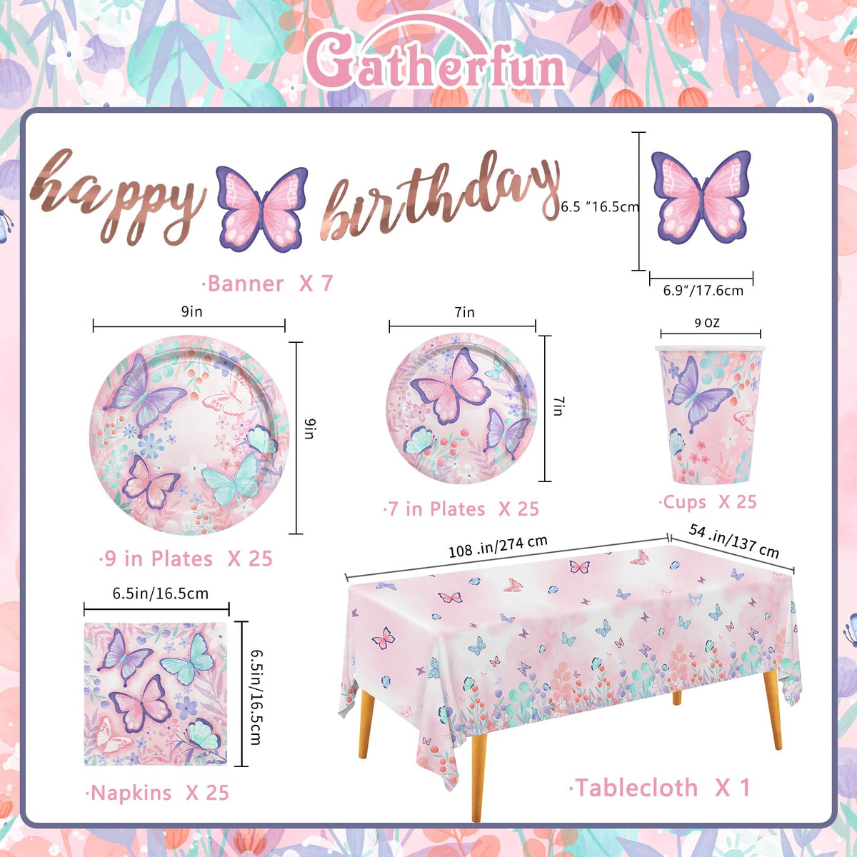 Gatherfun Butterfly dessert plates with blooms add whimsy to sweet treats