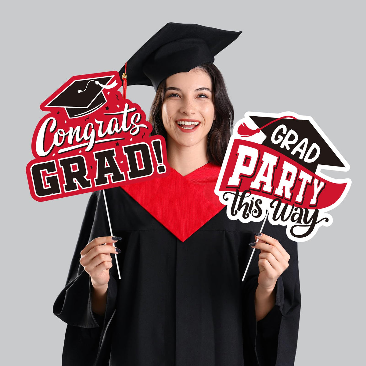 Gatherfun cap-design sign highlights the graduate with festive flair