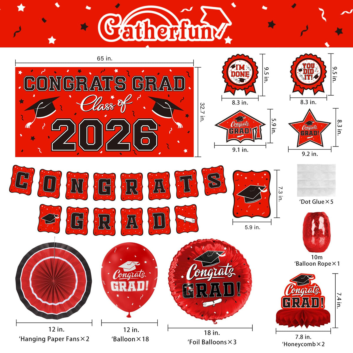 Gatherfun class of 2026 backdrop adds bold ceremony ambiance.