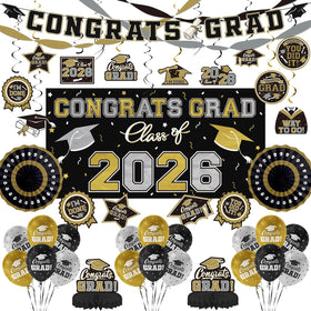 Gatherfun congrats grad balloons 2026 add festive black and gold flair to graduation celebrations.