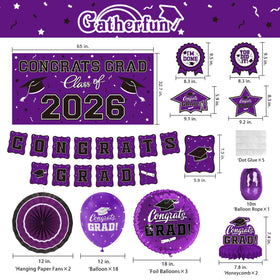 Gatherfun congrats grad balloons add purple accents for festive graduation decor