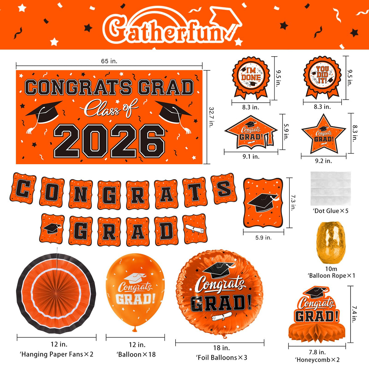 Gatherfun congrats grad balloons orange add festive flair for photos