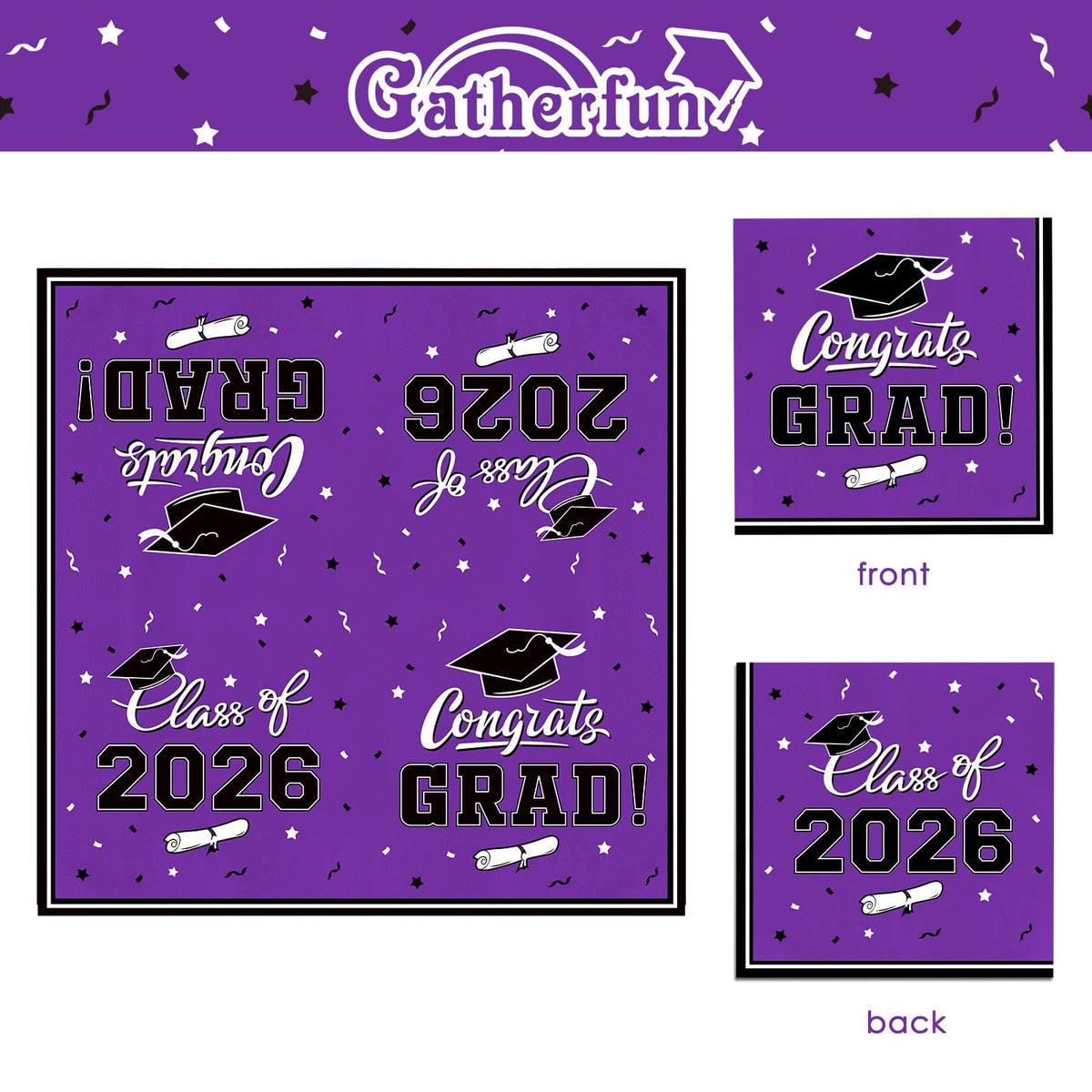 Gatherfun eco-friendly disposable supplies in purple for easy setup