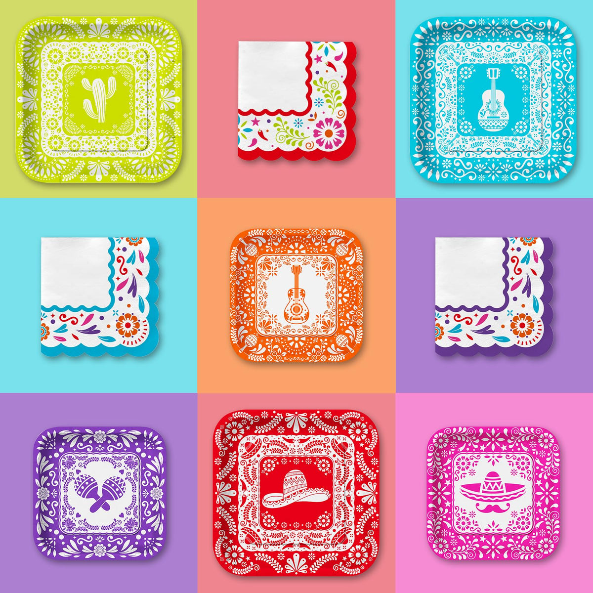 Gatherfun Fiesta Kit disposable tableware makes cleanup quick and easy.