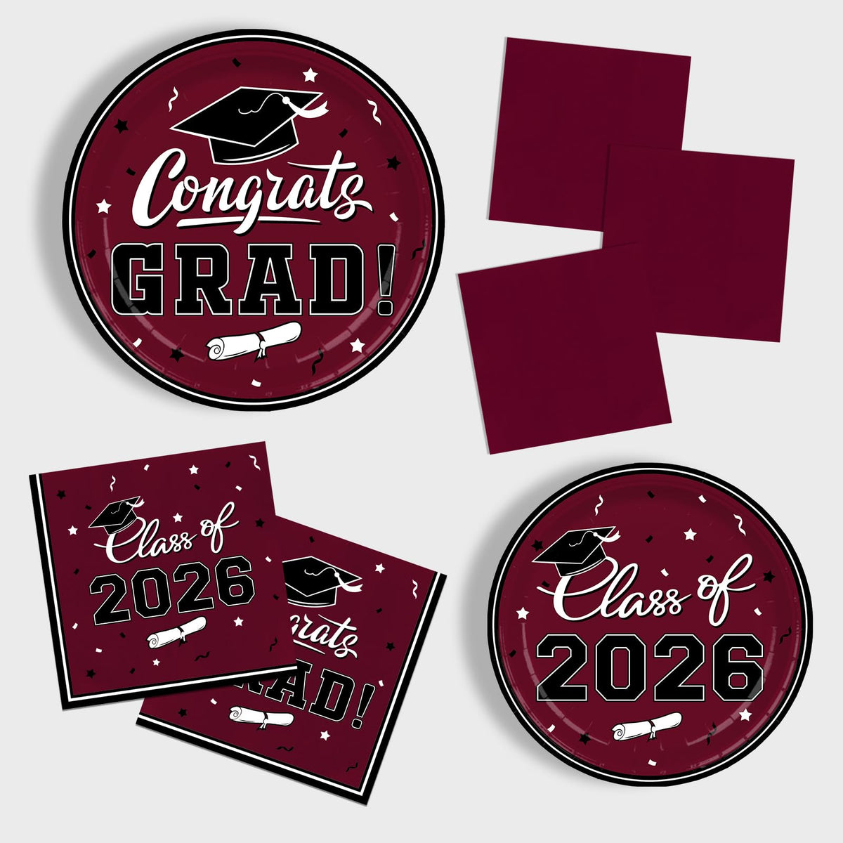 Gatherfun graduation cocktail napkins maroon for easy wipeups