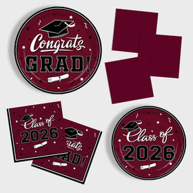 Gatherfun graduation cocktail napkins maroon for easy wipeups