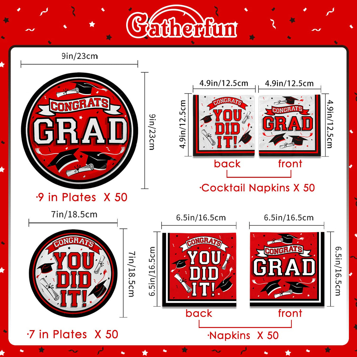 Gatherfun graduation dessert plate 7inch with celebratory design for elegant dessert service