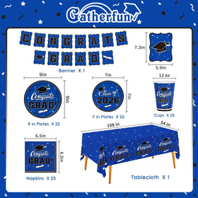 Gatherfun graduation dessert plates 7-inch blue ideal for sweet treat display