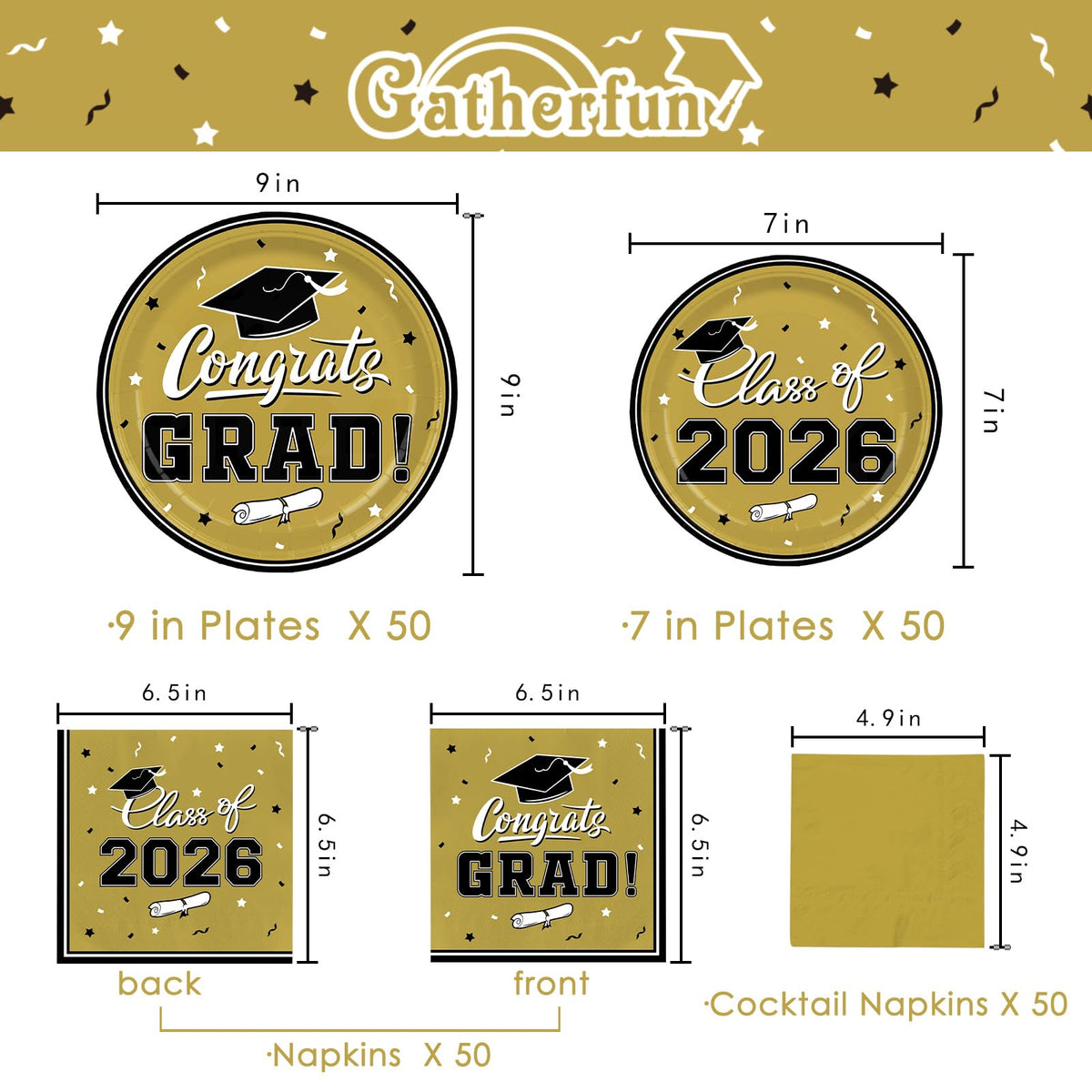 Gatherfun graduation dessert plates 7-inch for stylish dessert service