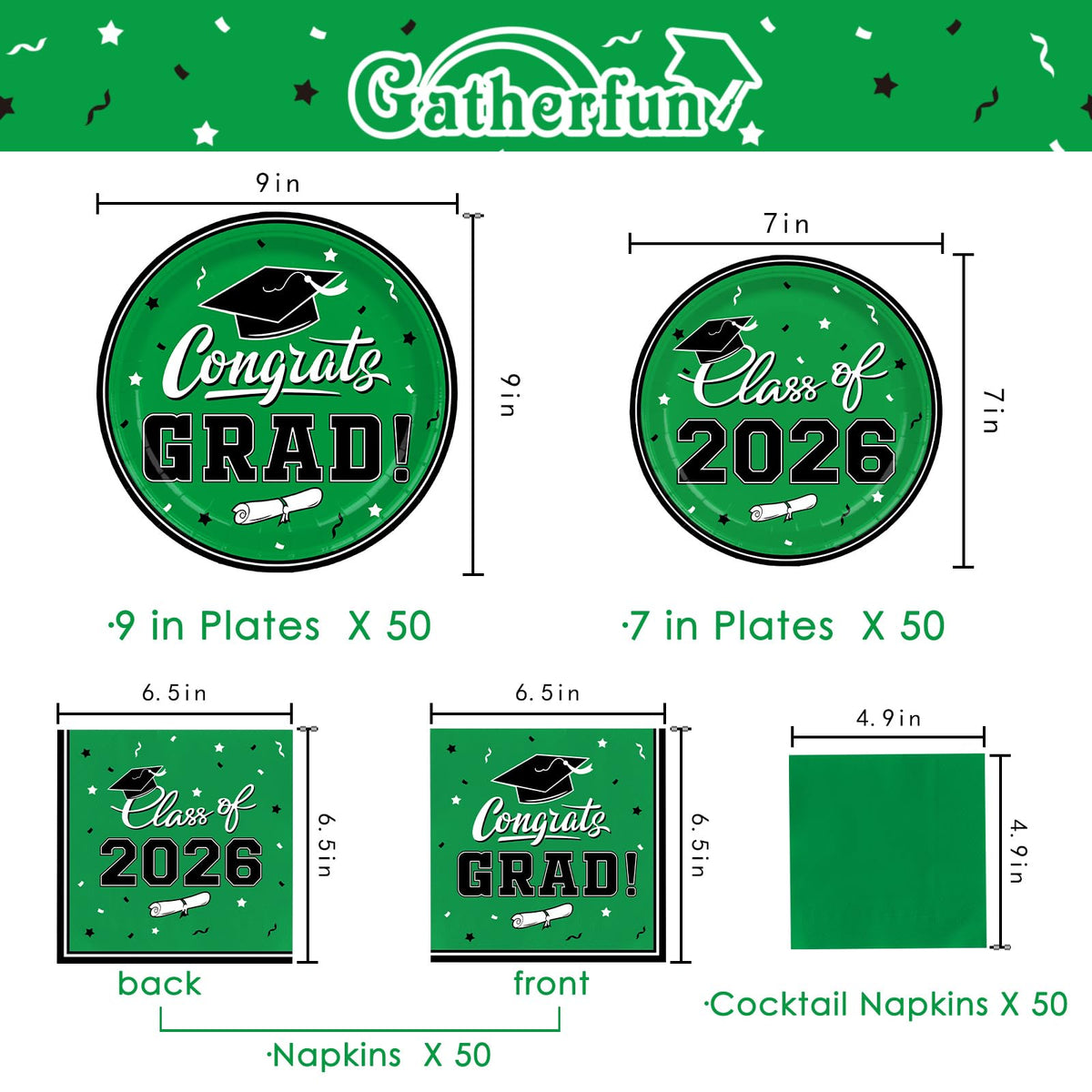 Gatherfun graduation dessert plates 7-inch stylish and convenient for serving sweet treats