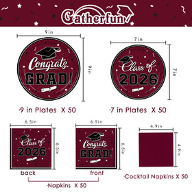 Gatherfun graduation dessert plates maroon 7in for stylish treats