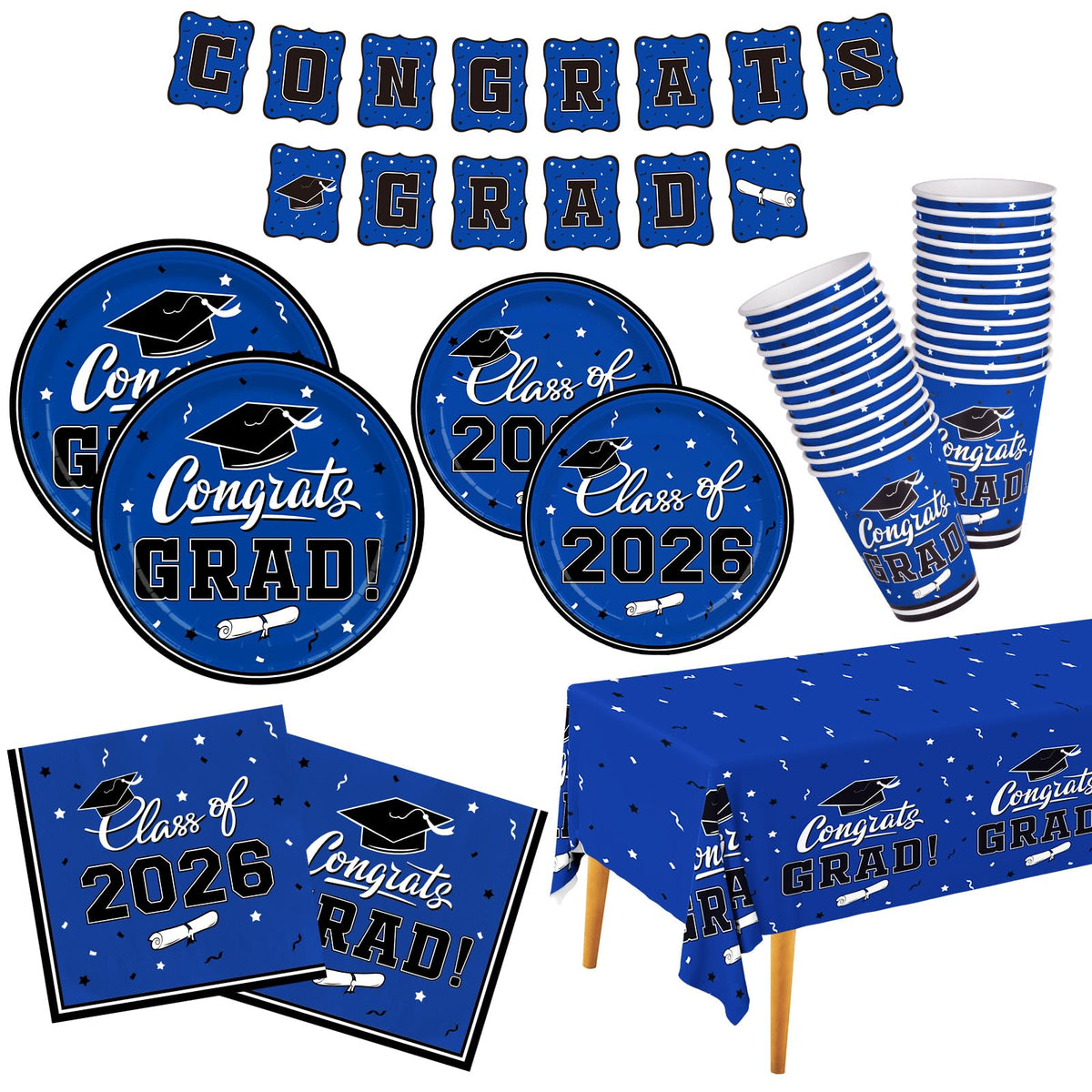Gatherfun graduation dinner plates 9-inch blue for sturdy service at celebrations