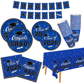 Gatherfun graduation dinner plates 9-inch blue for sturdy service at celebrations