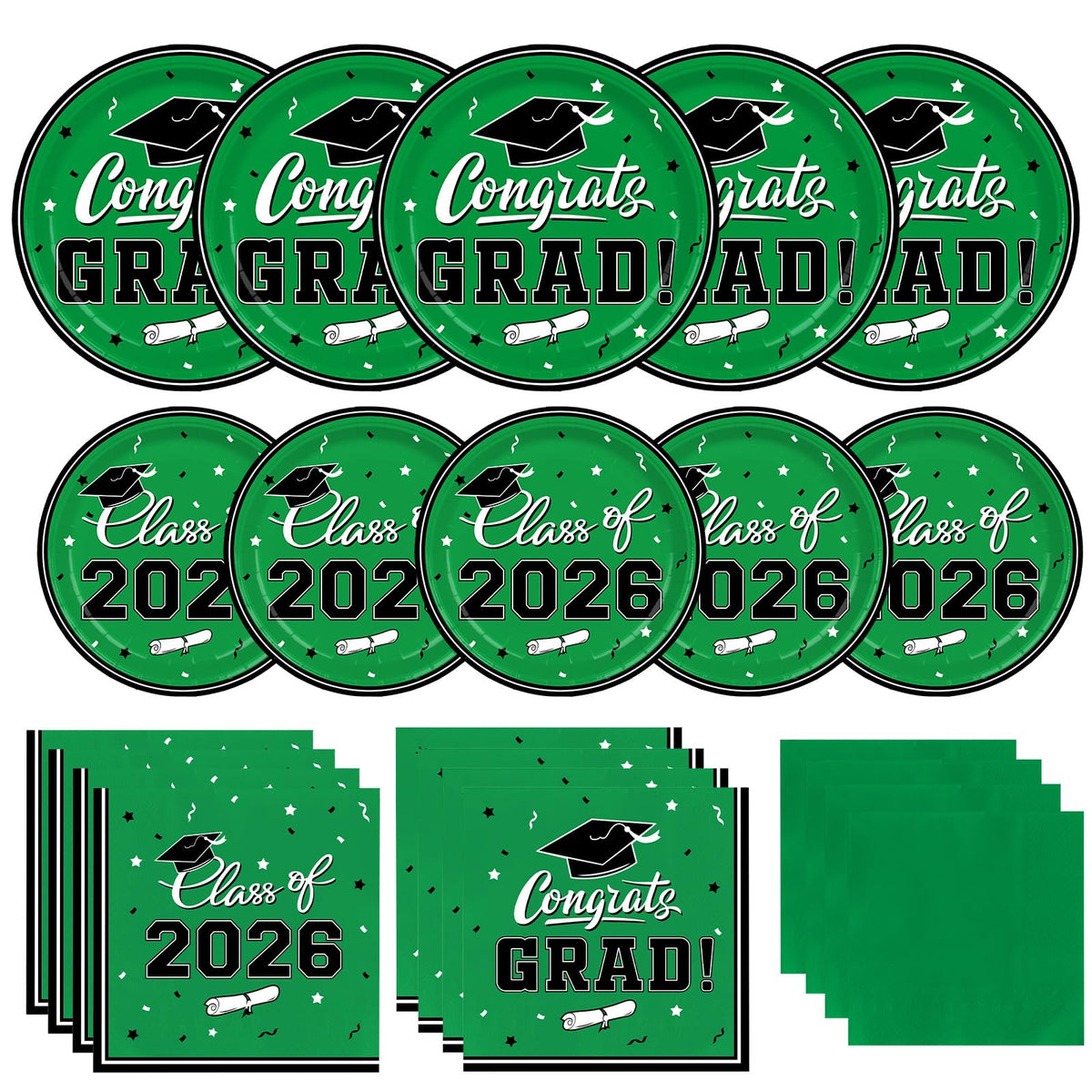 Gatherfun graduation dinner plates 9-inch provide sturdy, convenient cleanup for a busy grad party