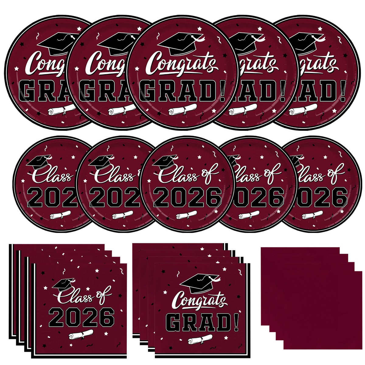 Gatherfun graduation dinner plates maroon 9in for durable serving