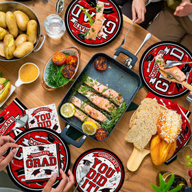 Gatherfun graduation plates edge black ring design for a cohesive formal look