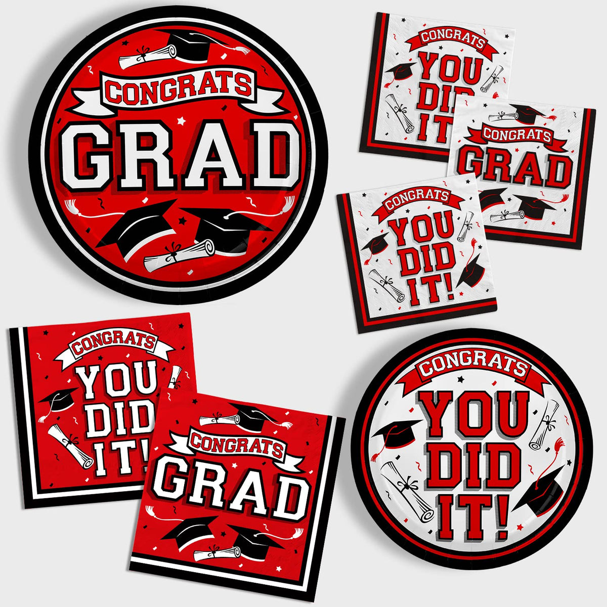 Gatherfun graduation napkins red with white print for quick cleanups during toasts