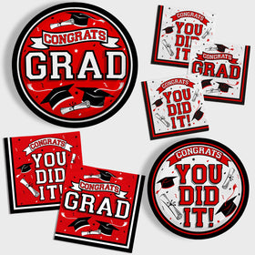 Gatherfun graduation napkins red with white print for quick cleanups during toasts