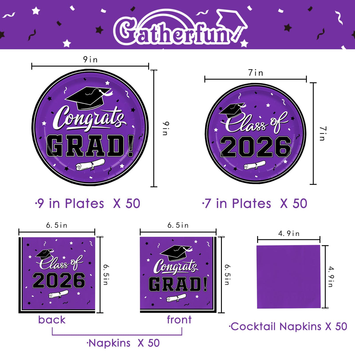 Gatherfun 7in purple dessert plates perfect for sweets and quick cleanup