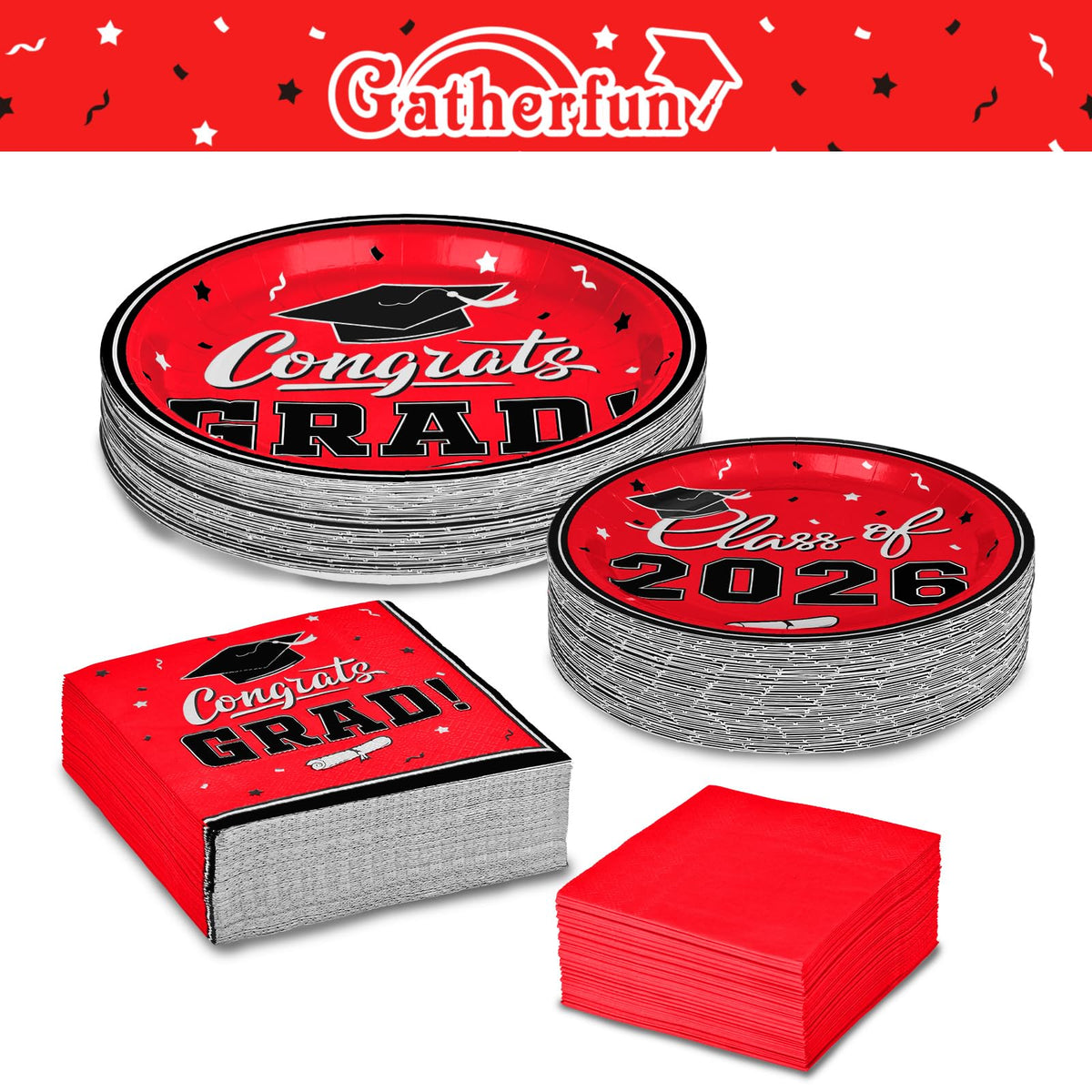 Gatherfun graduation red 3-ply luncheon napkins for absorbent use.