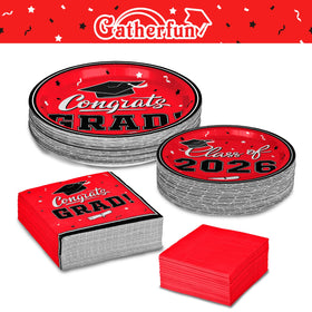Gatherfun graduation red 3-ply luncheon napkins for absorbent use.