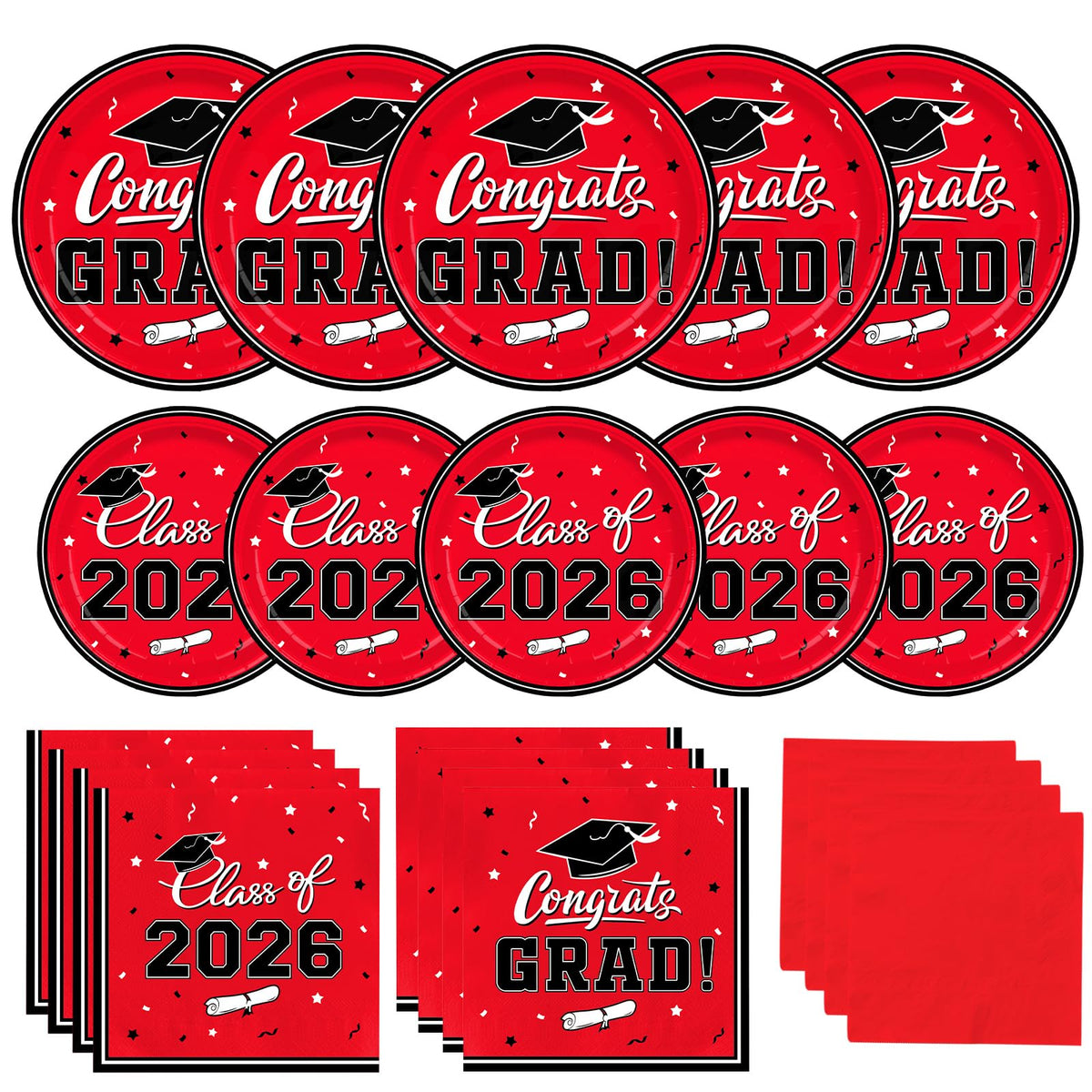 Gatherfun graduation red dinner plates 9 inch for easy serving at celebrations.