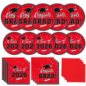 Gatherfun graduation red dinner plates 9 inch for easy serving at celebrations.