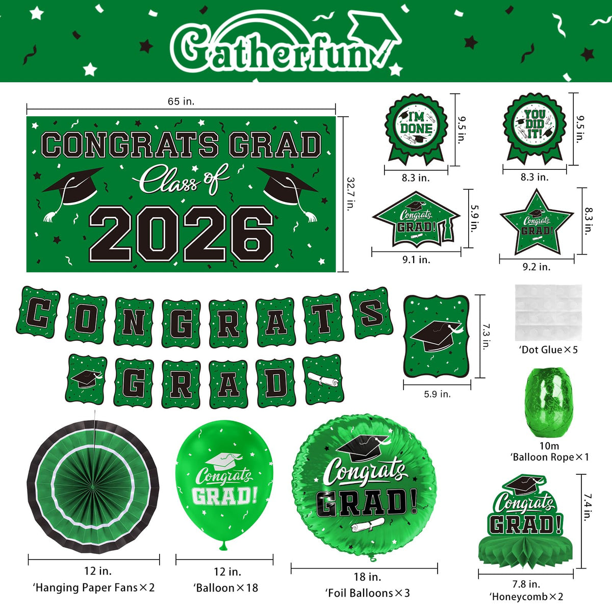 Gatherfun green 2026 grad balloons elevate celebration vibes for photo-worthy moments.