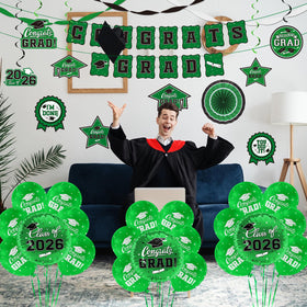 Gatherfun green balloon arrangements enhance the overall festive atmosphere.