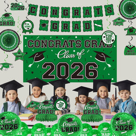 Gatherfun green paper fan decor adds decorative texture to walls.