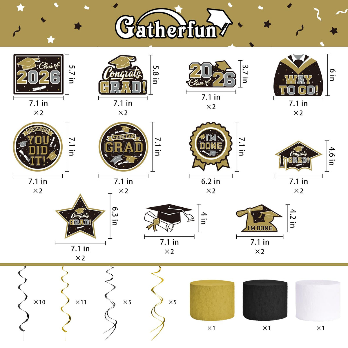 Gatherfun hanging swirls 31-piece bring height and shimmer to the venue.