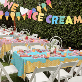 Gatherfun ice cream banner brightens the party with vibrant, inviting decor.