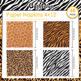 Gatherfun Jungle Zoo napkins with cheetah print for practical, quick cleanup