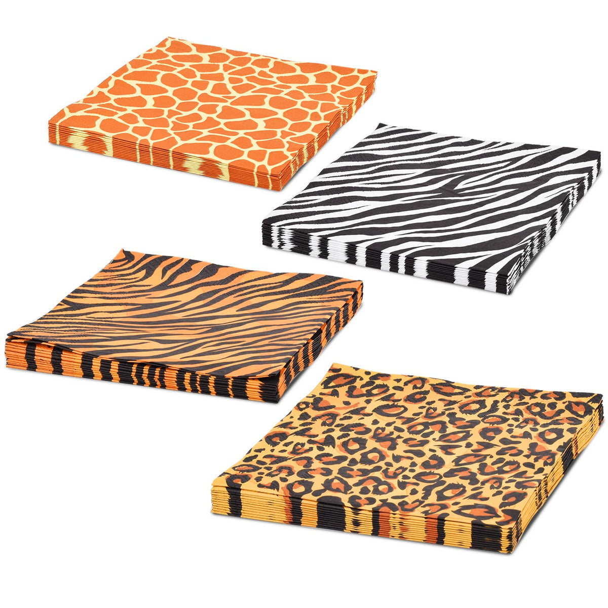 Gatherfun Jungle Zoo napkins with tiger print for party-ready convenience