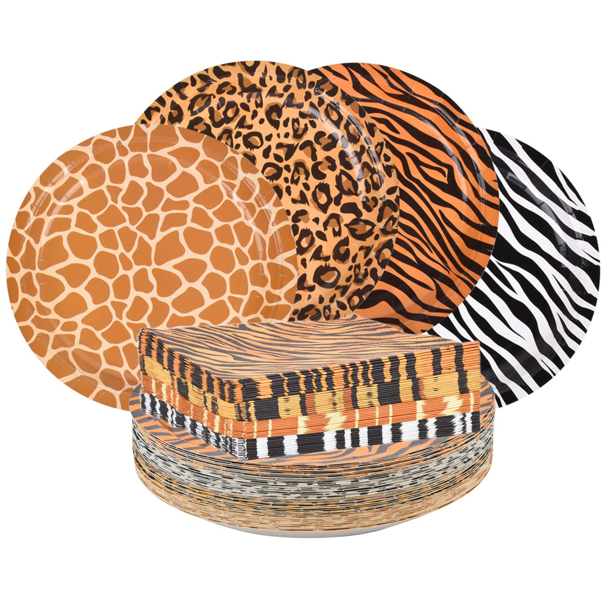 Gatherfun Jungle Zoo plates with tiger print for engaging tables and effortless handling
