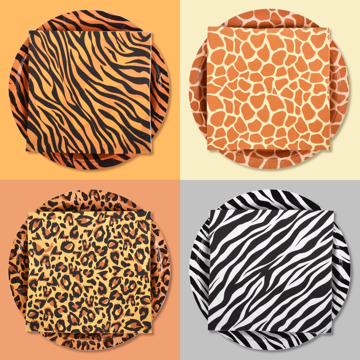 Gatherfun Jungle Zoo plates with zebra print for bold safari vibes and quick setup